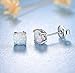 GEMSME 18K White Gold Plated Created white Opal 6mm cushion Stud Earrings for Women