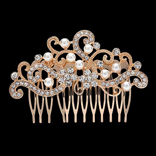 inSowni 16 Pack Wedding Headpieces Hair Side Combs+U Shaped Hair Pins Clips Pieces Barrettes Accessories Rhinestone Pearl Flower Gold for Women Girls Brides Bridsmaids