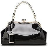 RTGGSEL Women's Crystal Glossy Patent Leather Top Handle Tote Evening Handbag Wedding Crossbody Shoulder Bags Satchel Purse