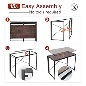 Home Office Laptop Desk 39" Folding Computer Desk for Small Place Modern Simple Work Table with Hook Study Writing Desk for Bedroom, Easy to Assemble 51hlbBmwaqL