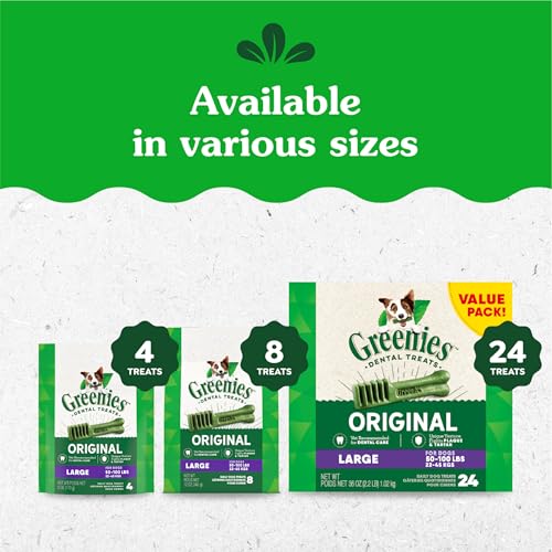 GREENIES ORIGINAL LARGE DENTAL DOG TREATS, 54 OZ. PACK (34 TREATS)