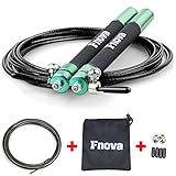Fnova Jump Rope, Crossfit Speed Rope Best for Double Unders, WOD, MMA, Boxing & Fitness Training, 10 ft Adjustable Cable, Bonus Carrying Bag and Replacement Parts