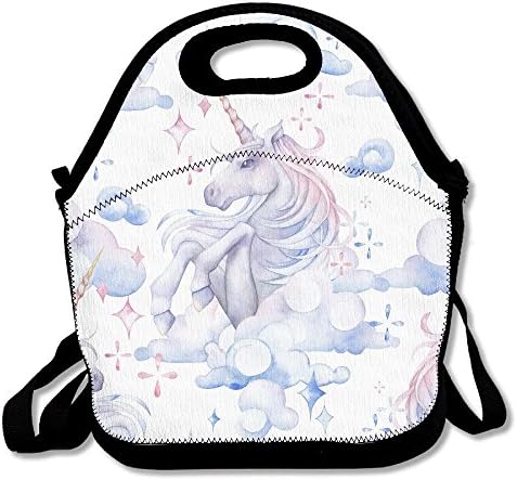 CUAJHa Cute Watercolor Unicorn In The Sky Lunch Tote Bag Bags Awesome Lunch Handbag Lunchbox Box For School Work Outdoor