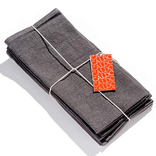 Caldo Linen Dinner Napkins - Soft and Durable Cloth - 4 Pack - 20x20 inch (Slate)