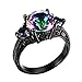 Rongxing Jewelry Christmas Best Friend Engagement Mysterious Rainbow Topaz Ring,14KT Black Gold Wedding Rings