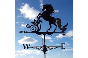 YFEIQI 3D Animal Metal Weather Vane, Roof Weather Vane, Weather Direction Indicator, Garden Statue, Garden Windmill, Roof Decoration Accessories for Garden, Yard, Roof Decoration (Mustang)