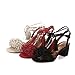 Women Genuine Leather Fringe Tassel Sandals Chunky Heel Bandage Shoes