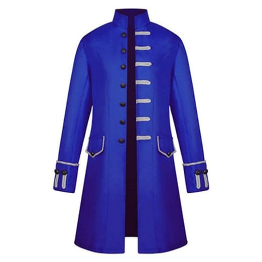 Dihope Herren Gothic Jacke Viktorianisch Mantel Vintage Kostüm Mittellang Cosplay Uniform