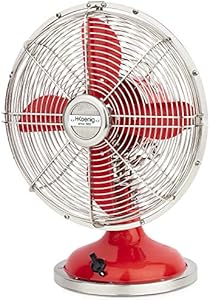 H.koenig Joe50 Tischventilator / Retro-Design / Metall / Rot - Retro