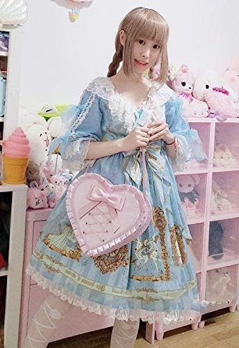 Amazon 姫洋服 ロリータドレス Lolita ロリータ服 アルクナの夢語り クラシック レス デザイン ワンピース 水色 女性m コスプレ 仮装 通販