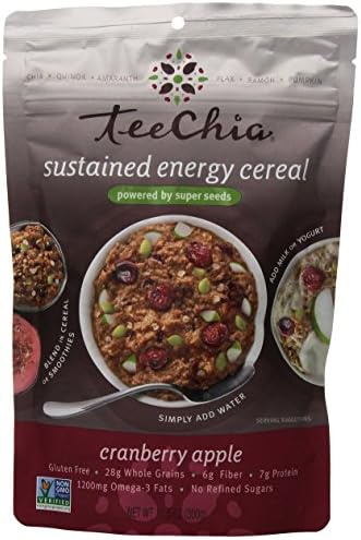 TeeChia Organic Superfood Cereal – Cranberry Apple – Nutrient Dense Instant Breakfast That's High in Fiber & Protein – No Sugar Added, Gluten Free, Non-GMO, 10.6 Ounce (Pack of 2)