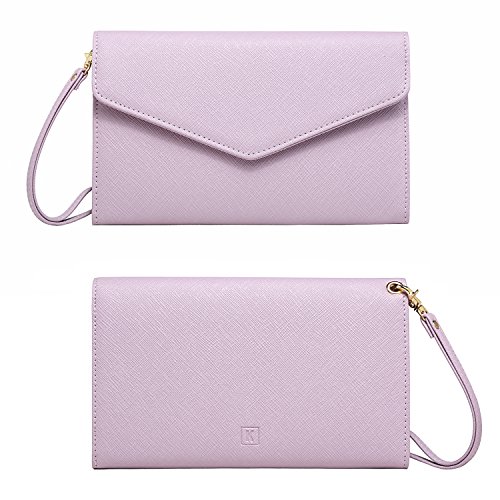 Krosslon Rfid Passport Holder Wristlet Travel Wallet Trifold Documents Organizer Slim Purse, Fit US UK CA Passport Cover Traveling Accessories for Women, Pale Mauve(207#) - Thumbnail 5