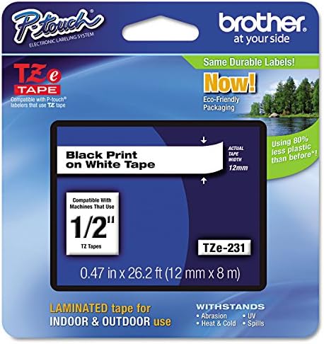 Eastern Distributing BRT-TZE231 Black on White TZe Replacement Tapes, 0.47" Size