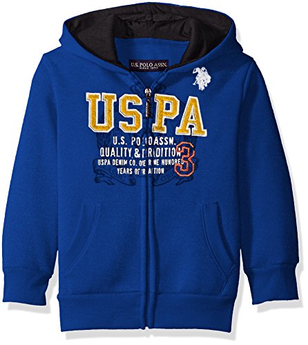 U.S. Polo Assn. Little Boys Fleece Hooded Jacket, Cobalt Blue, 5/6
