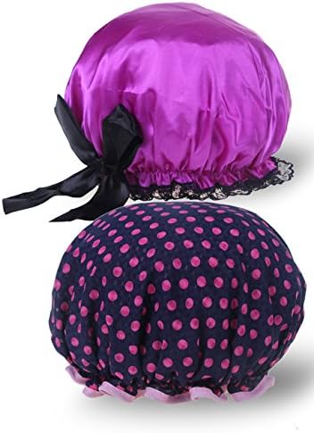 Mesehome Waterproof Shower Cap For Women &amp; Men,Design Stylish Adult Environmental Large Shower Caps For Bath Spa(2 Pack)