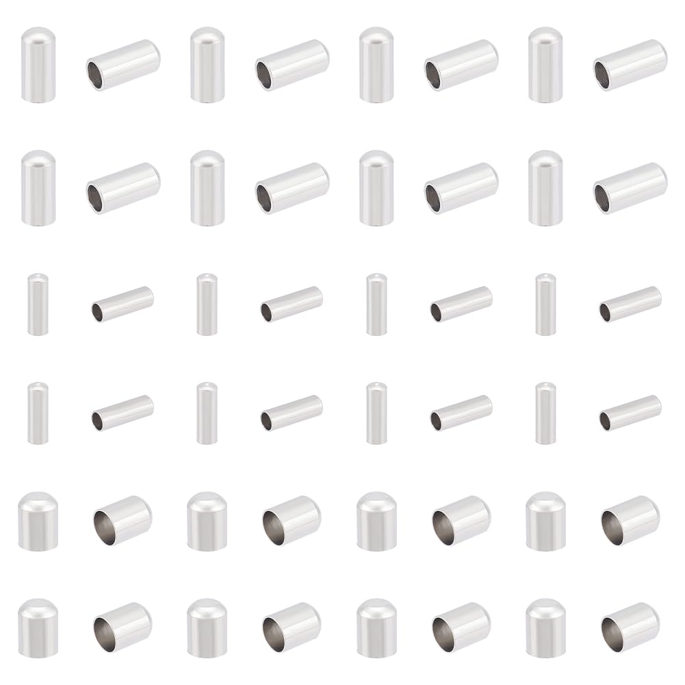 UNICRAFTALE About 90Pcs 3 Sizes Stainless Steel Cord Ends End Caps 2~4mm Column Cone Leather Cord Ends Jewelry Making Caps Bracelet End Caps Terminators Cord Finding for Necklace Jewelry Making