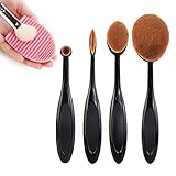 Sunroyal Professional 4 Pcs Soft Oval Toothbrush Makeup Brush Sets Foundation Brushes Cream Contour Powder Blush Concealer Brush Makeup Cosmetics Tool Sets Elegant Black