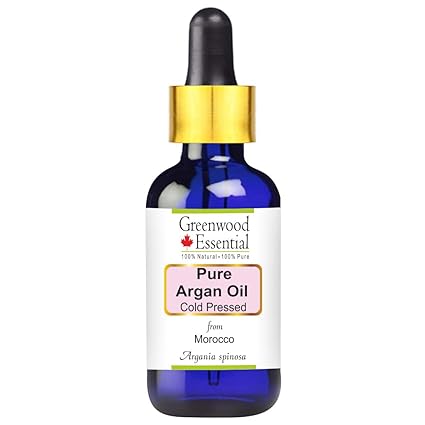 Greenwood Essential Pure Argan (Moroccan) Oil (Argania Spinosa) with Glass Dropper 100% Natural Therapeutic Grade Cold Pressed 10ml
