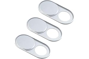 PRESSINART 3Pcs Metal Webcam Cover Slide Ultra Thin 0.04 Inch Silver Laptop Camera Privacy Cover for Mini PC Phone Laptop Des