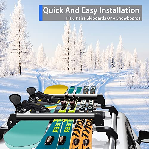 DRSPORTS 33" Aluminum Universal Car Rack Carrier Ski roof Racks, Snowboard Racks, Ski Board Roof