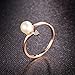 Bella Lotus 18k Rose Gold Plated Simulated Pearl Rings Wedding Bands, Size 5.5