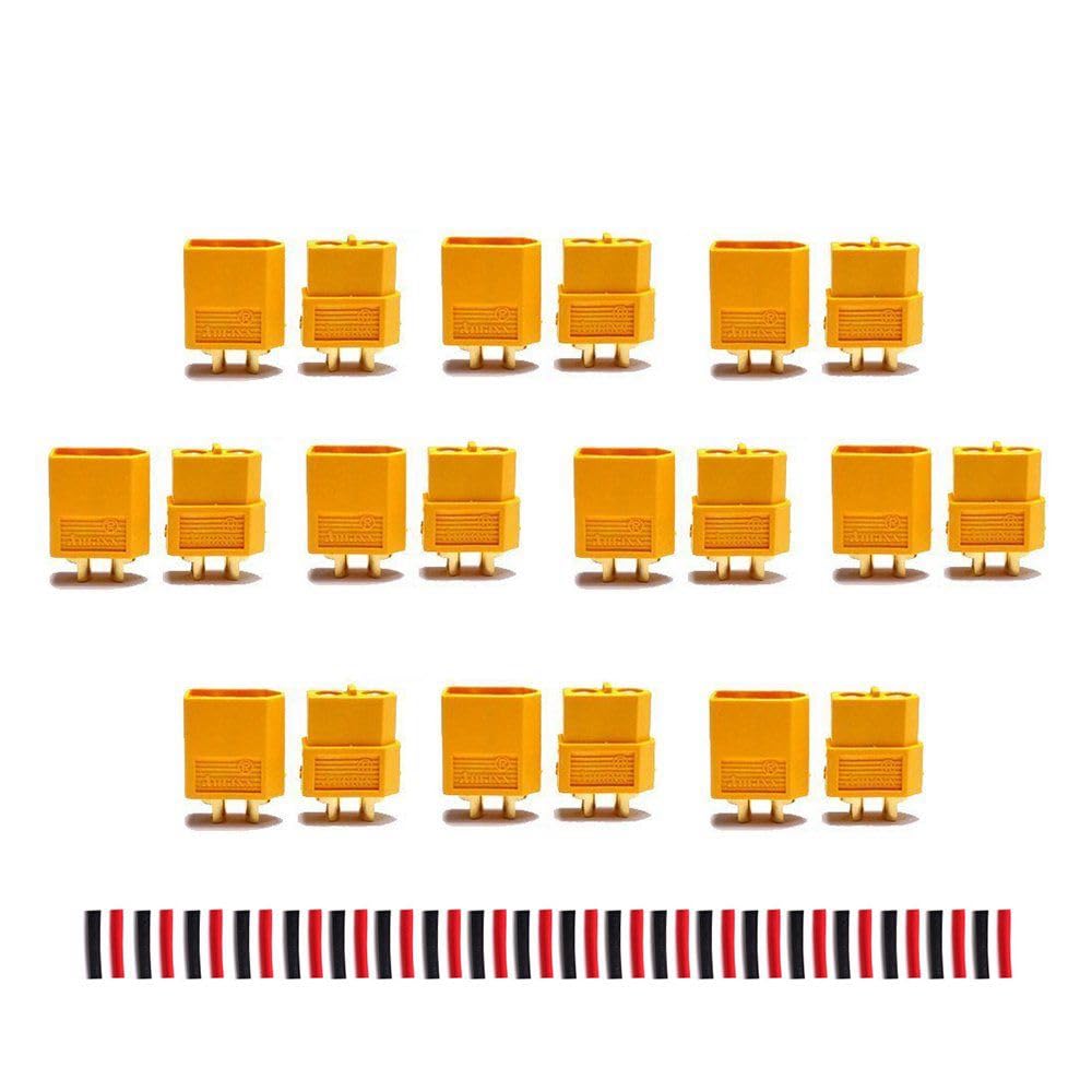 YoWoo Power 10 Pairs Amass XT60 XT-60 Male Female Bullet Connectors Plugs with 20 Pairs Heat Shrink Tube for RC Lipo Battery