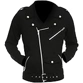 UGFashions Men’s Punk Gothic Black Brando Vintage Motorcycle Jacket - Classic Streetwear Rock Style Cotton Belted Biker Coat