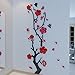 Alicemall Stunning Plum Flower 3D Wall Stickers Chinese Style Red Flower Wall Decals (Multi Color--11373278)