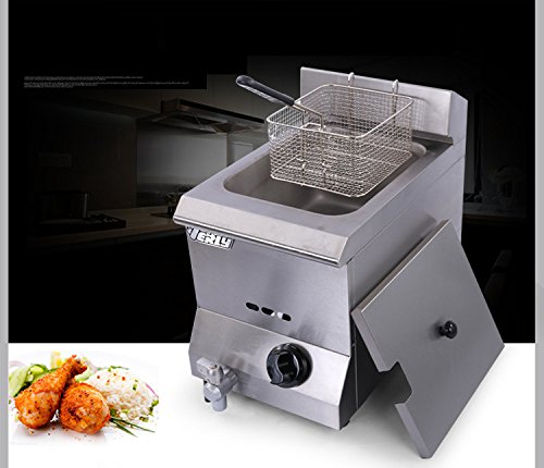 Changlong instrument® HY-71EX Single Basket Natural Gas Deep Fryer Commercial frying pan French fries machine Fried chicken wings Single cylinder fryer (1 tank 1 basket) 5.5L