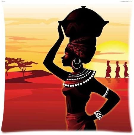 Futefew Soft Pillow Case Cover Decorative Sofa Throw Pillow 1818 Inch (Twin Sides) Zippered Pillowcase African Tribal Woman Painting Pattern Popular Design Gift for Fans Thanksgiving Mother's Day
