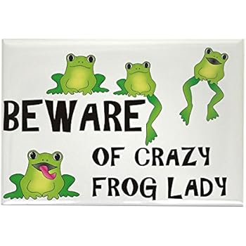 CafePress Beware Of Crazy Frog Lady Rectangle Magnet, 2