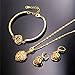 U7 Floating Rose Flower Jewelry Set Luxury Fashion 18K Gold Plated Bridal Tennis Bracelet & Drop Earrings & Charm Necklace Pendant