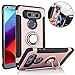 TechVibe LG V30 Case, Slim Drop Protection Cover, Ring Grip Holder Stand, For LG V30 (2017) - Rose Gold