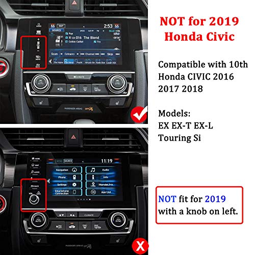 Only for 2016 2017 2018 Honda Civic,BUENNUS Tempered Glass Screen Protector for 10th Generation Honda Civic EX EX-L EX-T Touring Si Type R Hatchback 7-inch Ladder-Shaped GPS Cover Protective Film