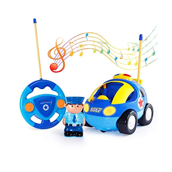 SGILE Remote Control Car for Toddlers with Sound and Light, RC Police Car Toys Birthday Gift Present for 18 Month+ Year…