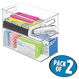 mDesign Office/Desktop Storage and Organization Bin - Pack of 2, Deep, Clear