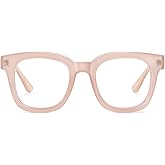 Madison Avenue Blue Light Blocking Glasses Oversized Fashion Blue Light Glasses for Women Anti Eyestrain & UV Protection Computer Eyeglasses (Nude Pink)