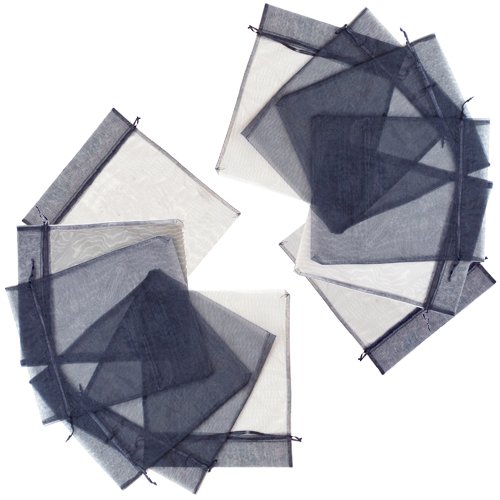 UPC 582025951197, 12 Large Black Organza Bags with Drawstrings (Large 12&quot; x 14&quot;)