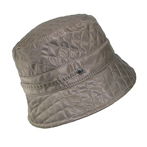 Betmar Women's Nylon Quilted Waterproof Bucket Rain Hat, Chocolate