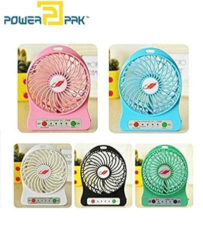 Powerpak Fiber Mini Portable USB Rechargeable Fan(Multicolour, Small)