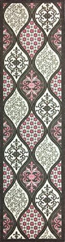 Classic Floral Design Rubber Backed Non-Slip Anti-Slip Area Rug Carpet Runner ( 23" x 84" )