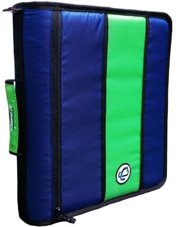 Caseit 2" Nylon D-Ring Zipper Binder,Neon Blue