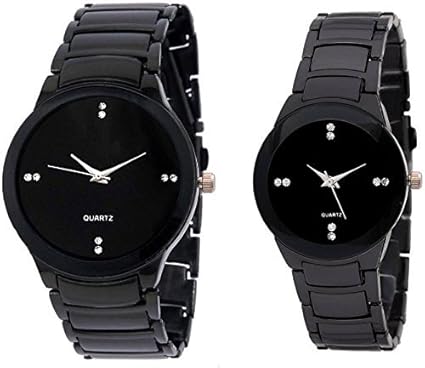 Stylish Black Dial Analogue Watch for Men's & Women's (Couple Watchs)