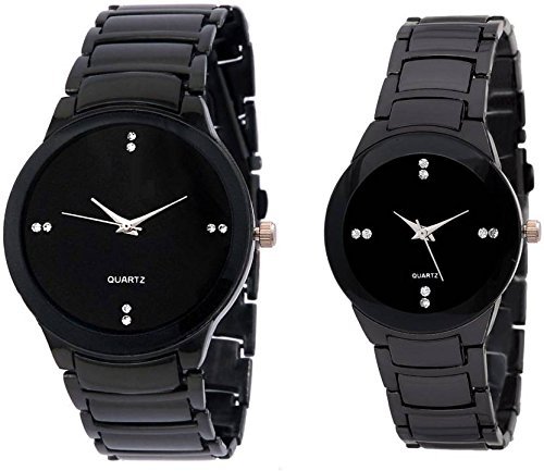 Stylish Black Dial Analogue Watch for Mens & Womens (Couple Watchs)