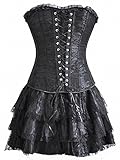 TOPMELON Womens Sexy Gothic Lace up Corset Bustier Dress Short Skirt