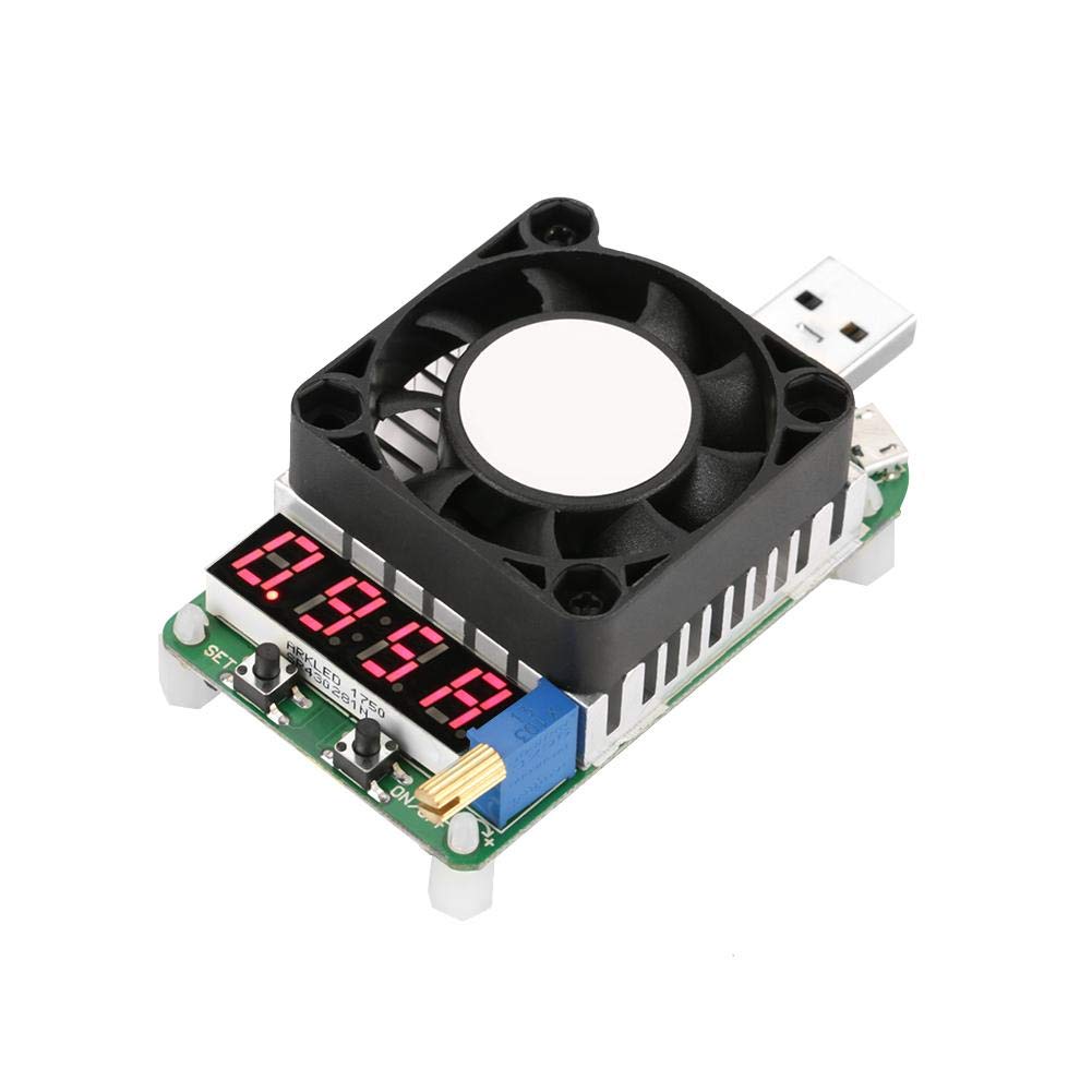 Akozon USB Power Meter Tester, USB Load, Discharge Tester, LD25 USB Electronic Load Digital Display Battery Test Adjustable Resistor Voltage Current Meter