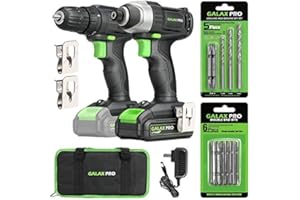 GALAX PRO Cordless Drill Driver/Impact Driver with 1pcs 1.3Ah Lithium-Ion Batteries, Charger Kit, 11pcs Accessories and Tool Bag