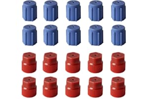 SeonFook 20 Pcs/Set R134a AC Caps, 10 Blue 13mm & 10 Red 16mm Air Conditioning Service Port Caps for Car A/C System