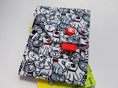 Birth Control Case Sleeve with Snap Closure and Optional Keychain Clip -Cats everywhere! - Thumbnail 3