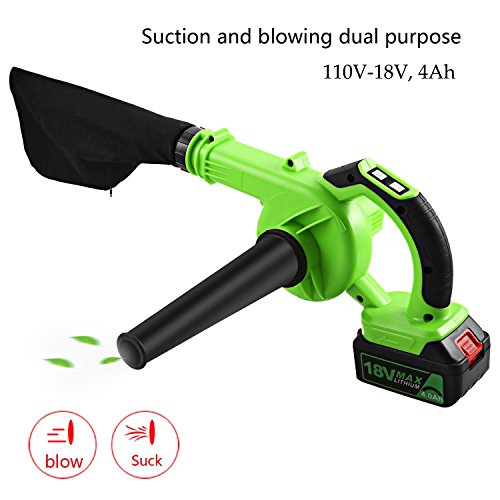 Utheing Cordless Blower 18V Max 4AH 110V Lithium-Ion Electric Leaf Cordless Blower Sweeper (Green)